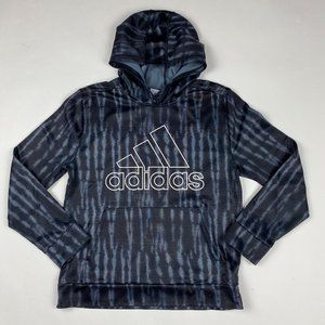 Adidas Pullover Hoodie Women's Large Zebra Stripe Black Gray EW6837